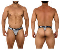 Gray mesh men’s thong with black elastic waistband featuring Xtreme branding from Xtremen 91184 collection