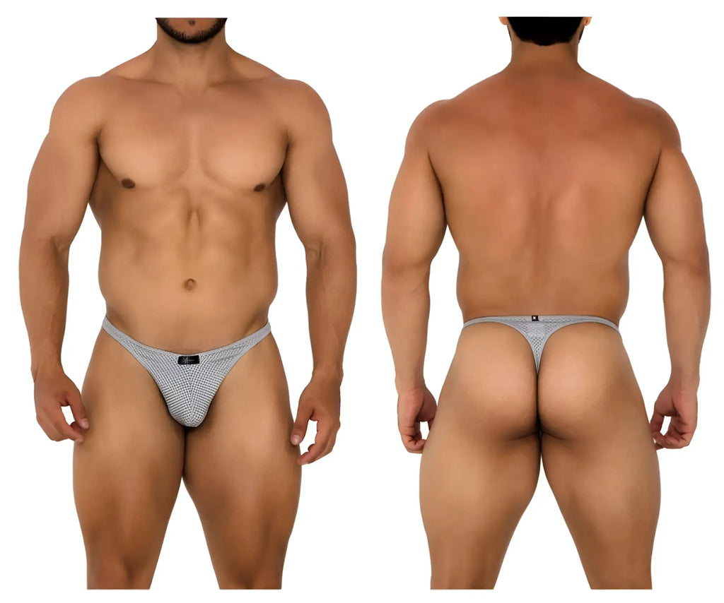 Gray mesh thong with a small black Xtremen brand tag at the front designed for comfort and style