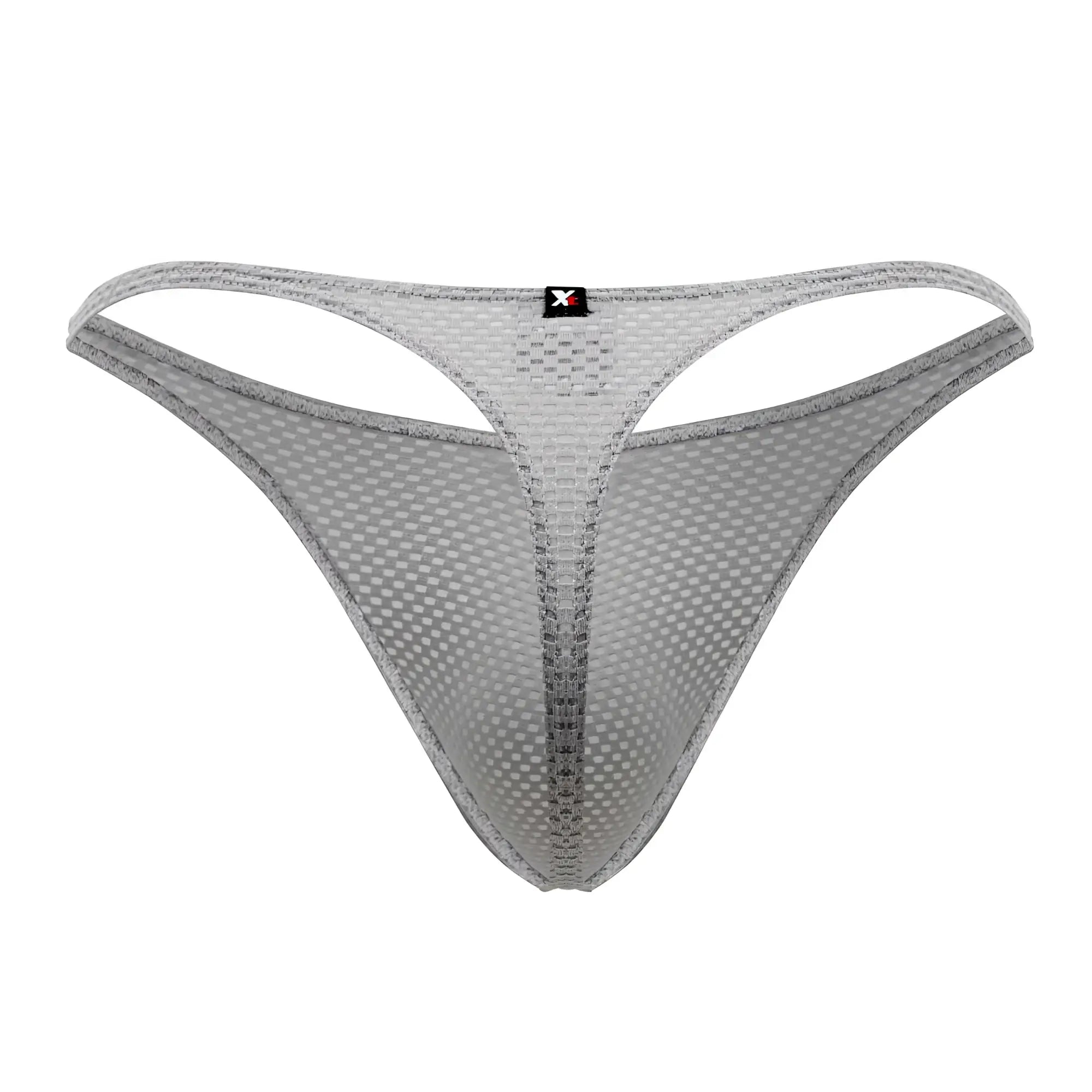 Gray xtremen 91185 mesh thong with subtle grid pattern and reinforced edges made of breathable mesh fabric
