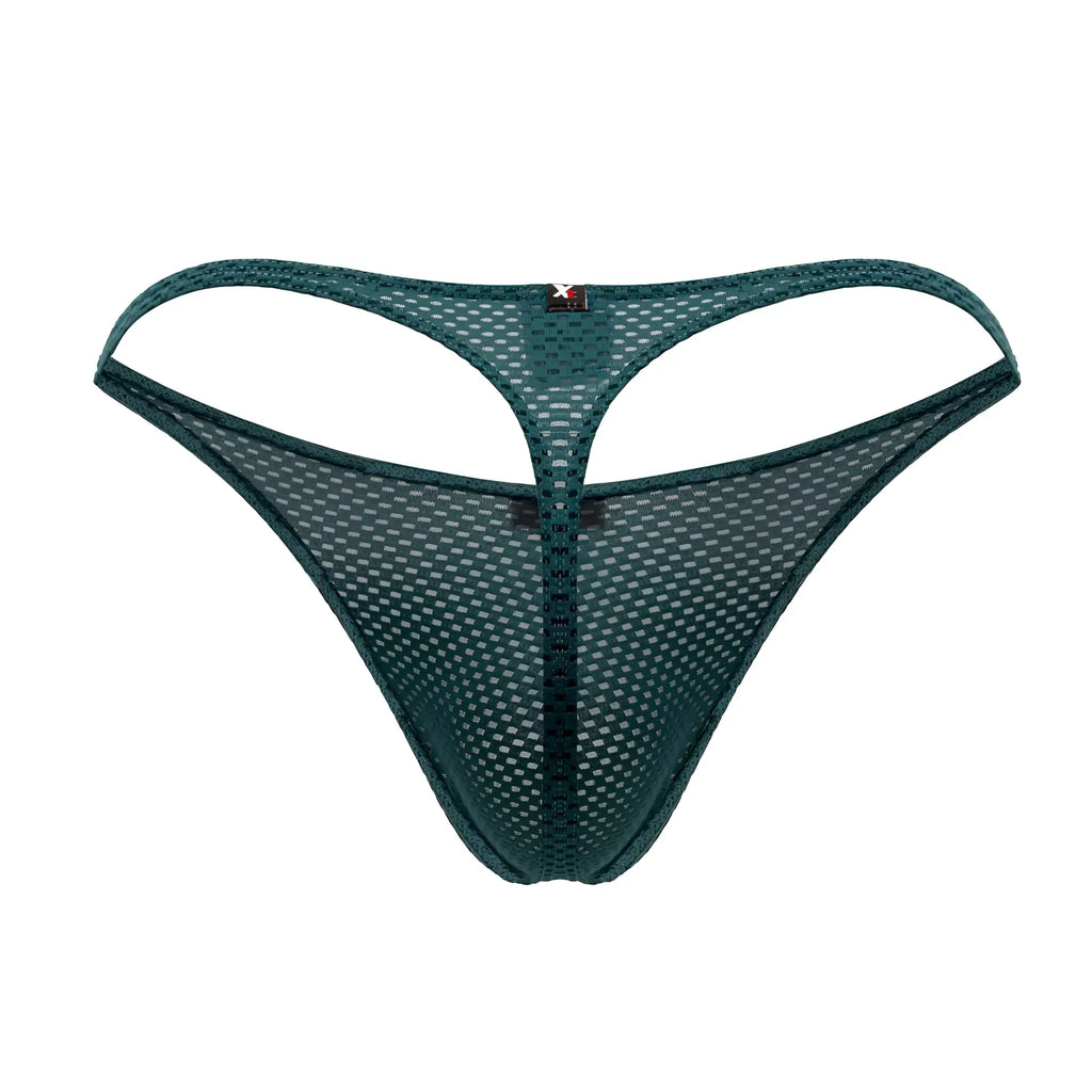 Dark green xtremen 91185 mesh thong showing back side with subtle pattern and small red logo