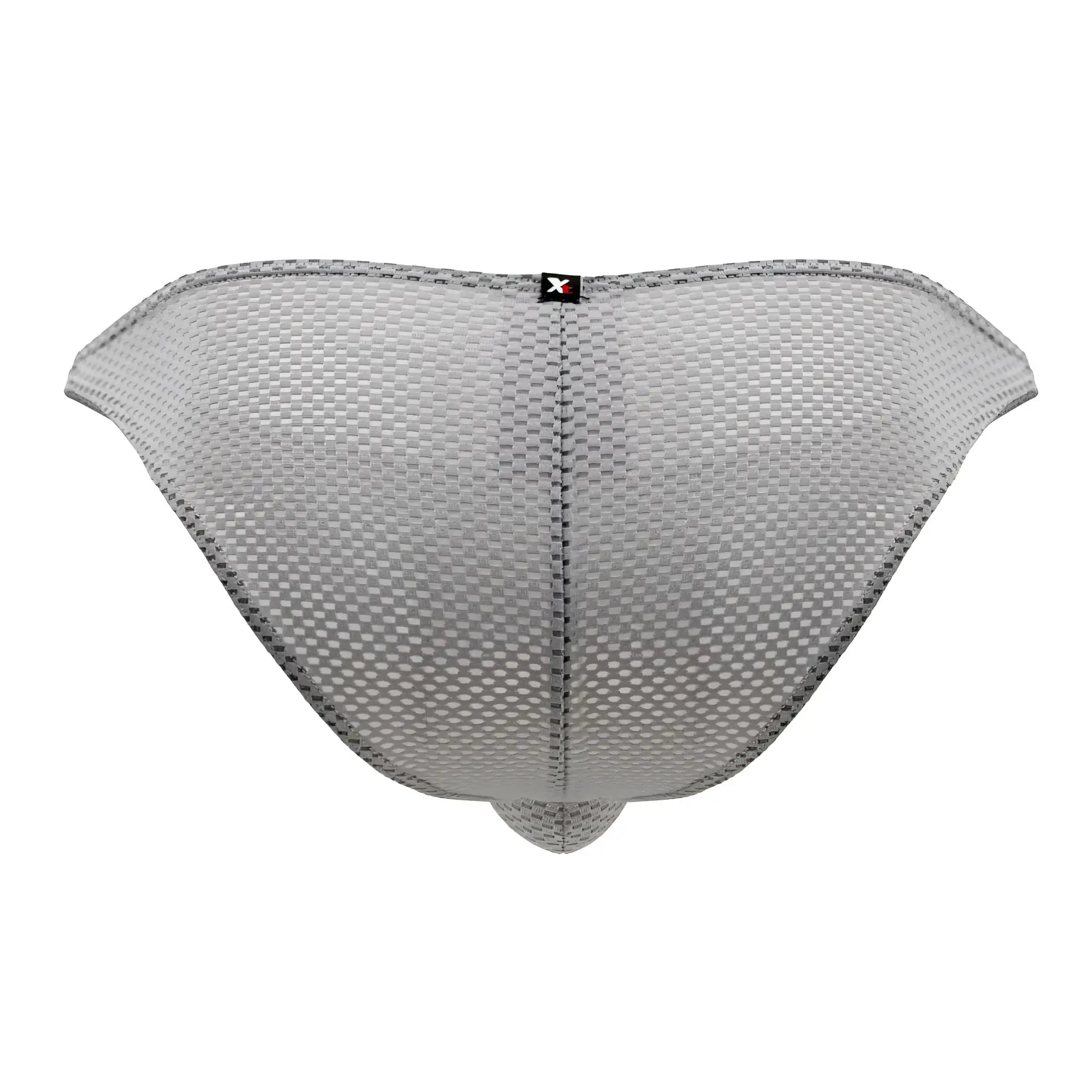 Xtremen 91186 mesh bikini briefs in gray with subtle textured pattern and black stitching along the edges