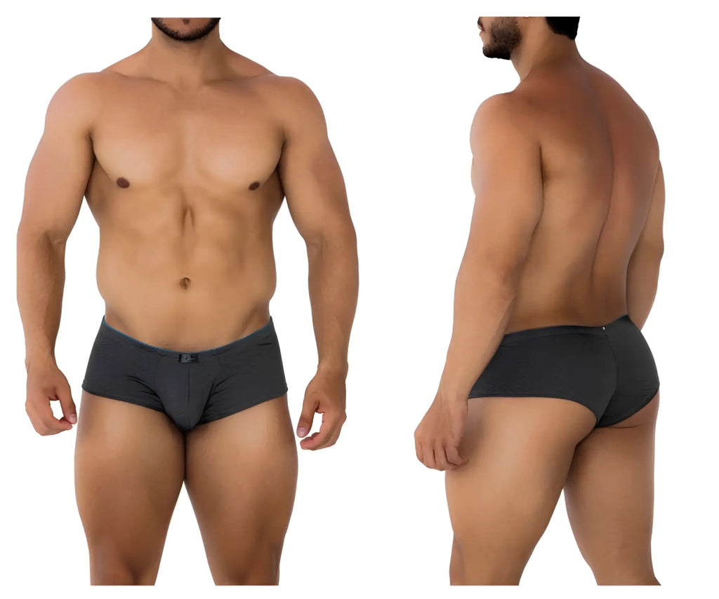 Black men’s briefs xtremen 91190 jacquard trunks in gray with snug fit and small front logo