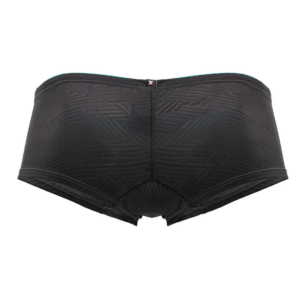 Xtremen 91190 jacquard trunks gray briefs with black subtle geometric pattern and reinforced stitching front view