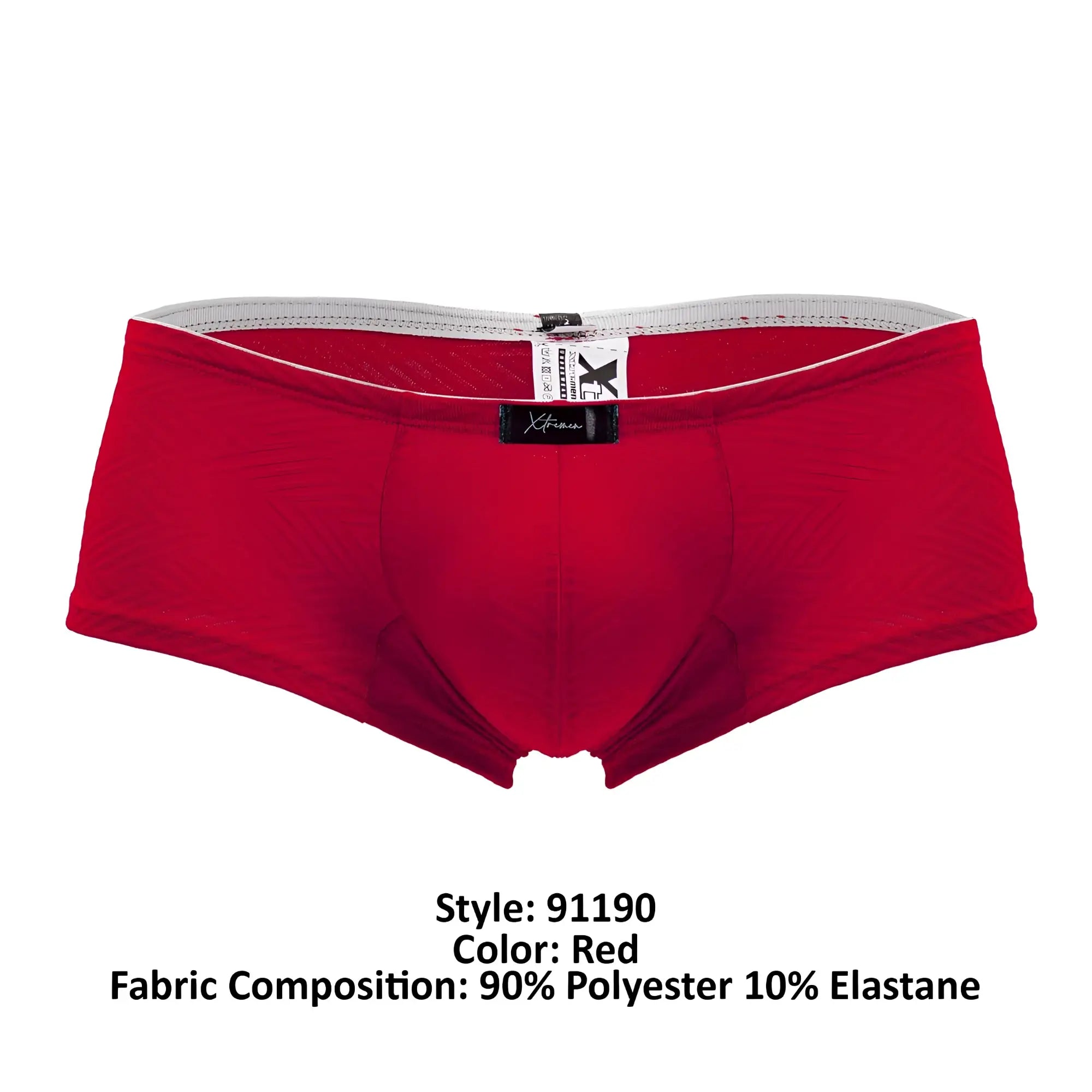 Red xtremen 91190 jacquard trunks men’s briefs with gray waistband and black brand tag