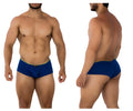 Xtremen 91190 jacquard royal blue men’s briefs with jacquard fabric and contrasting lime green waistband