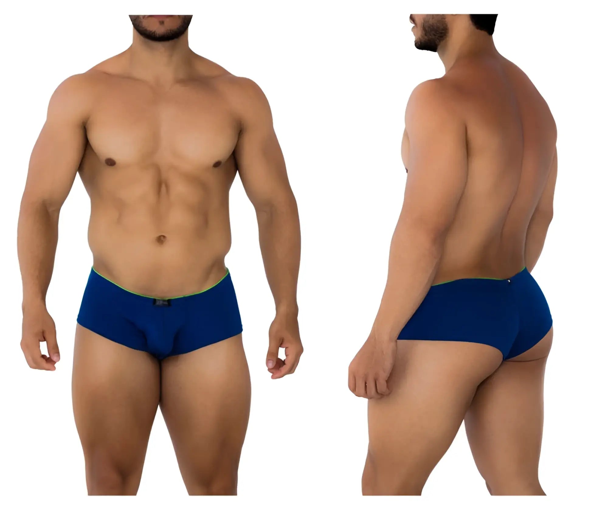 Xtremen 91190 jacquard royal blue men’s briefs with jacquard fabric and contrasting lime green waistband
