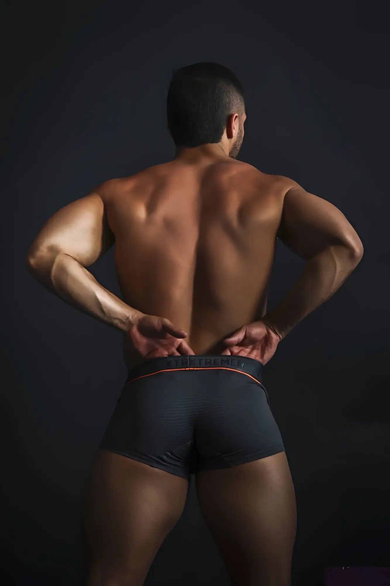 Xtremen 91196 jacquard trunks gray dark gray boxer briefs with subtle orange trim on waistband
