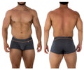 Dark gray xtremen 91196 jacquard trunks with subtle textured pattern and orange trim along the waistband