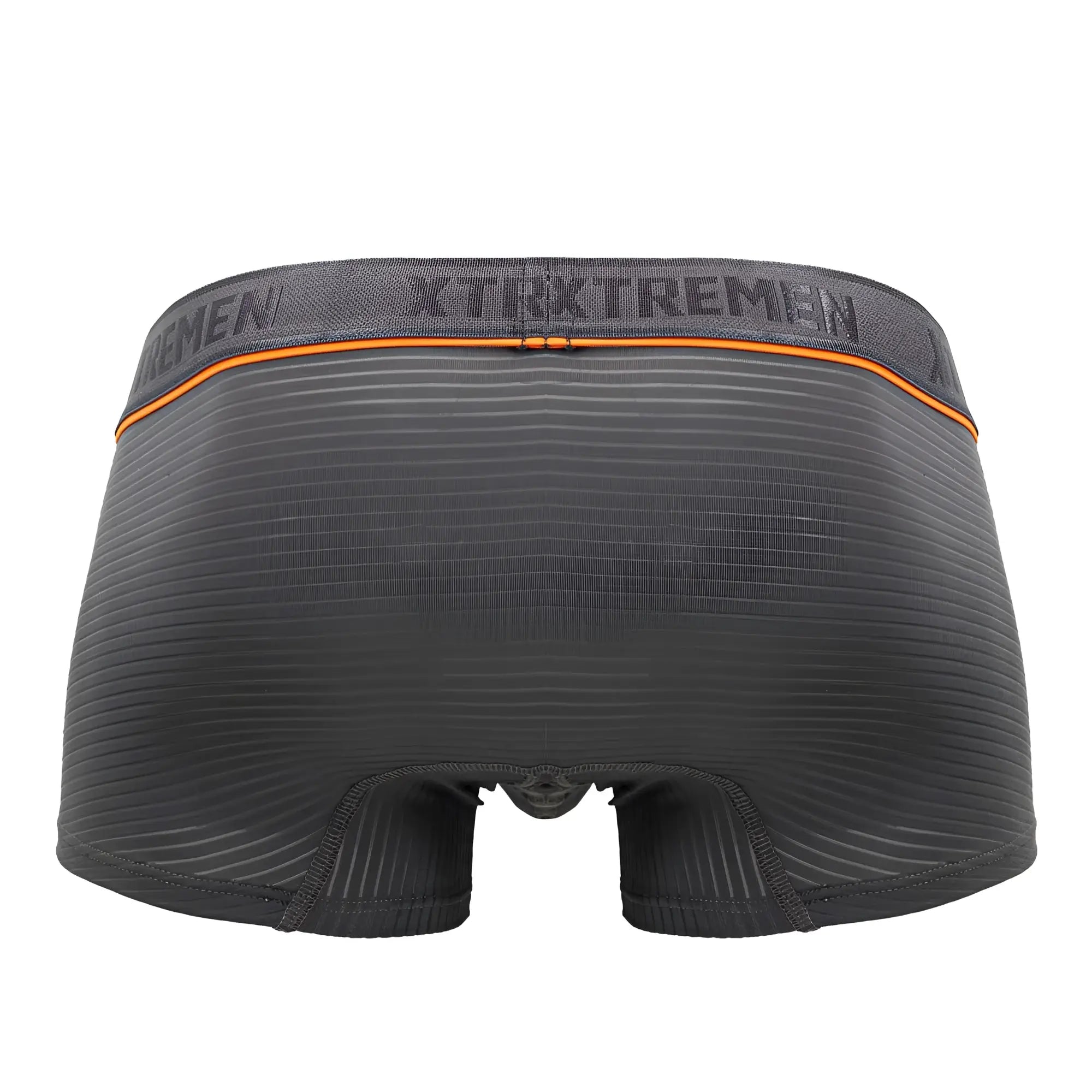 Dark gray ribbed jacquard boxer briefs with orange trim and xtremen branding on the waistband in gray color