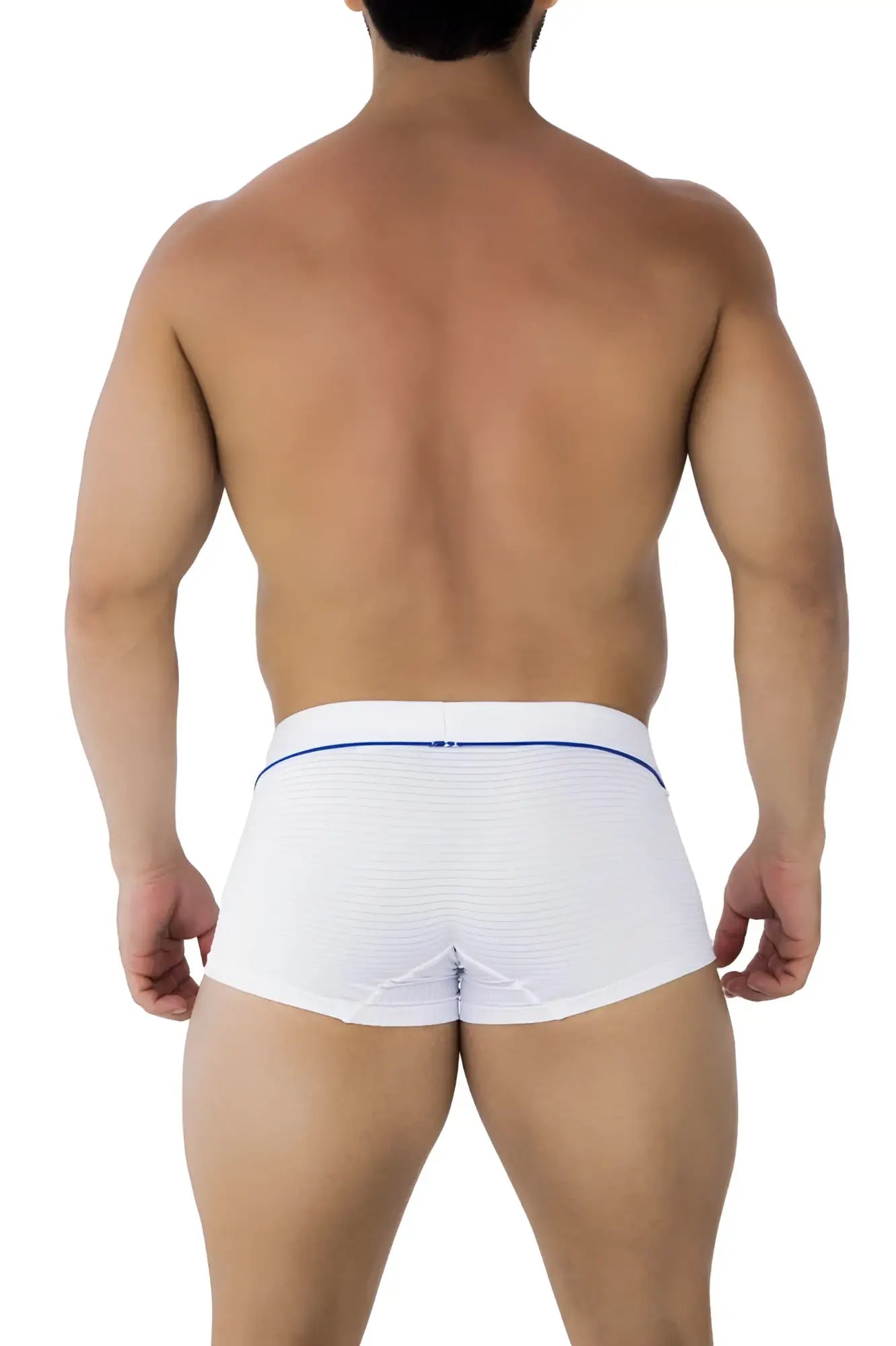 Xtremen 91196 jacquard trunks white briefs with blue elastic waistband featuring textured jacquard fabric
