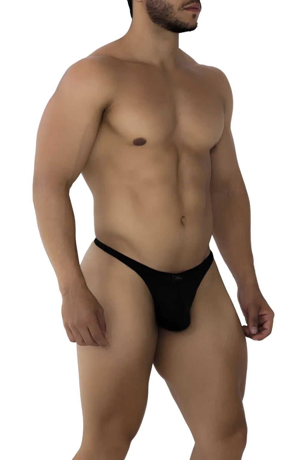 Black Xtremen 91198 jacquard thong with form-fitting design and subtle logo on the front in jacquard fabric