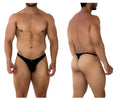 Black Xtremen 91198 jacquard thong underwear with smooth sleek design shown from the back side