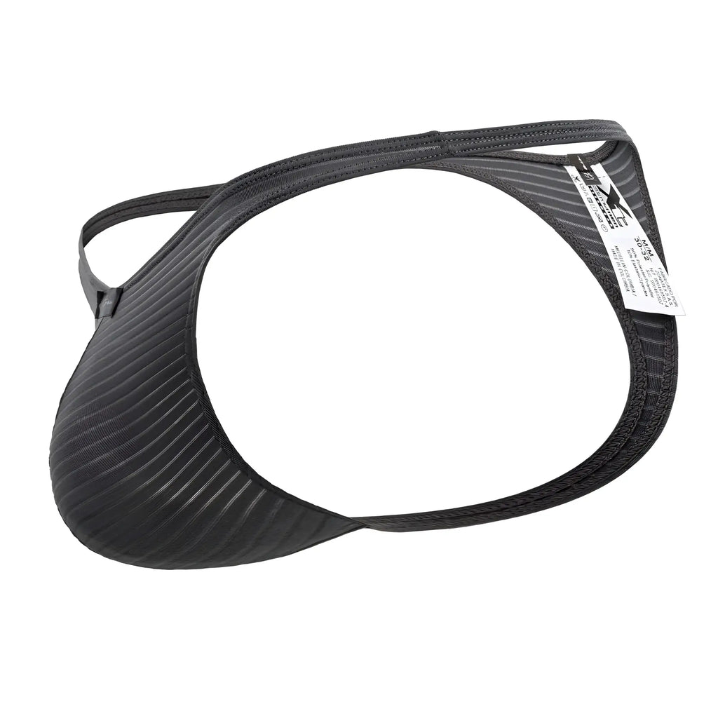 Xtremen 91198 jacquard thongs black ribbed fabric briefs with sleek contoured design and adjustable side straps