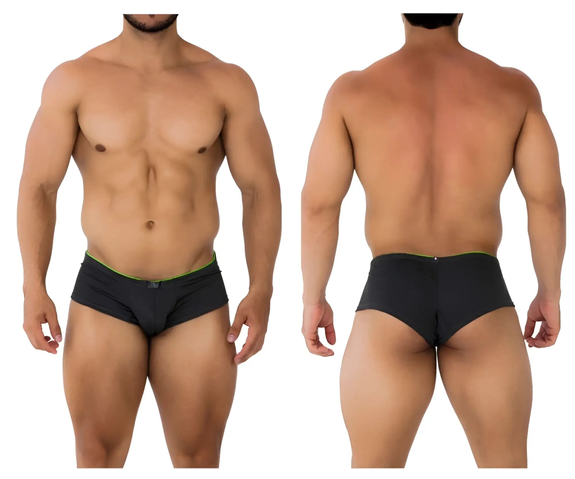 Black xtremen 91199 jacquard trunks with neon green trim in gray featuring breathable fabric for comfort