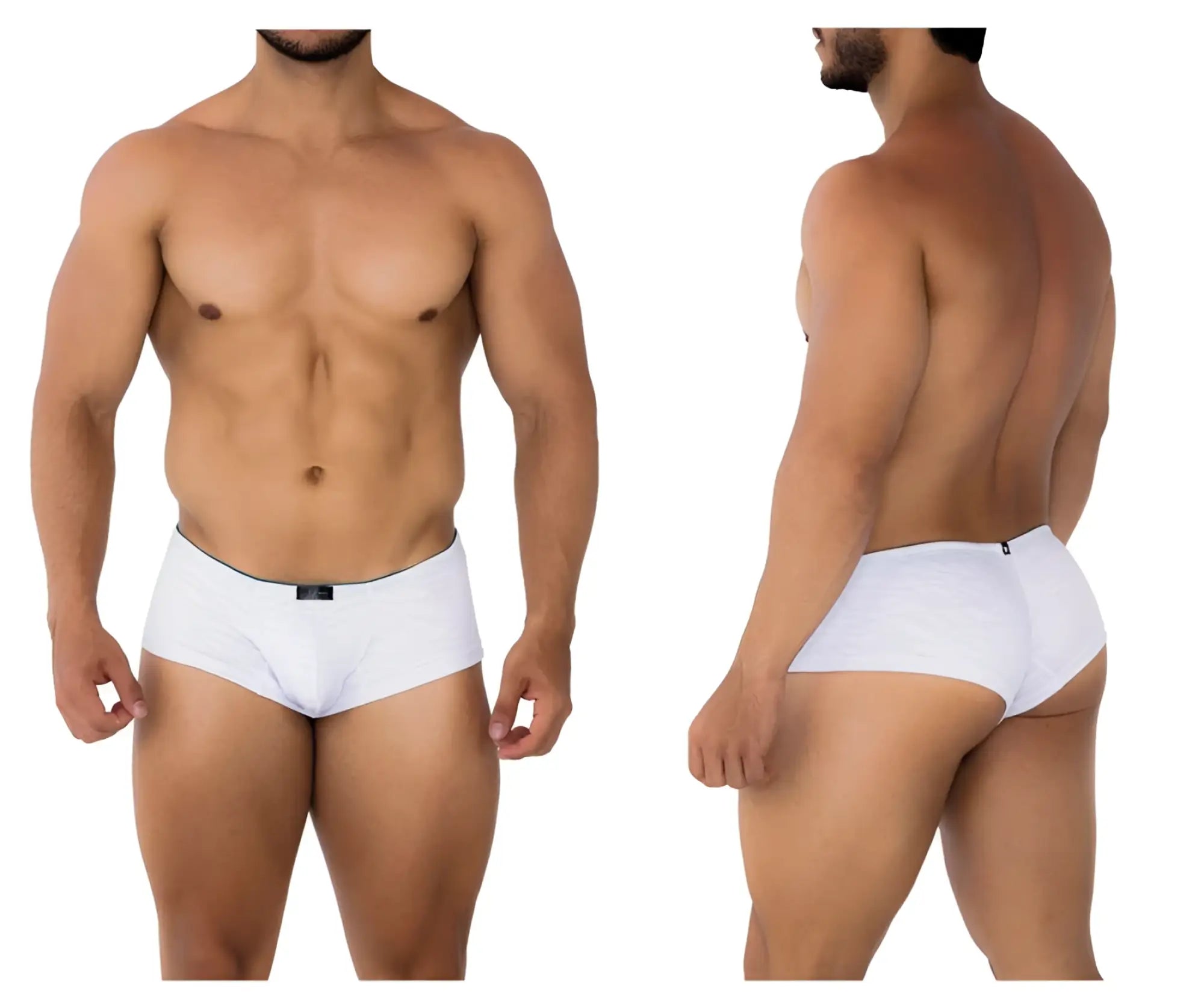 White xtremen 91199 jacquard trunks briefs with black elastic waistband made from jacquard fabric for comfortable wear