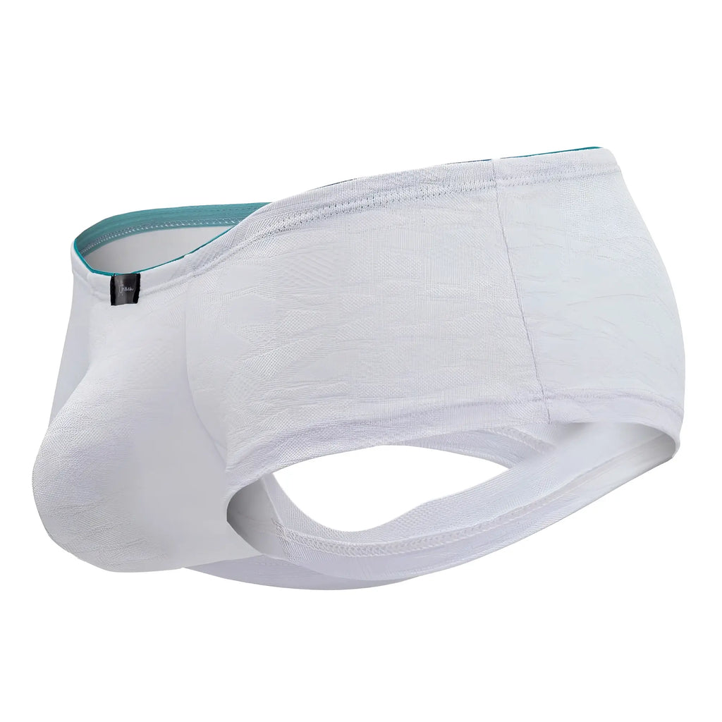 White xtremen 91199 jacquard trunks men’s underwear with textured fabric and teal inner waistband