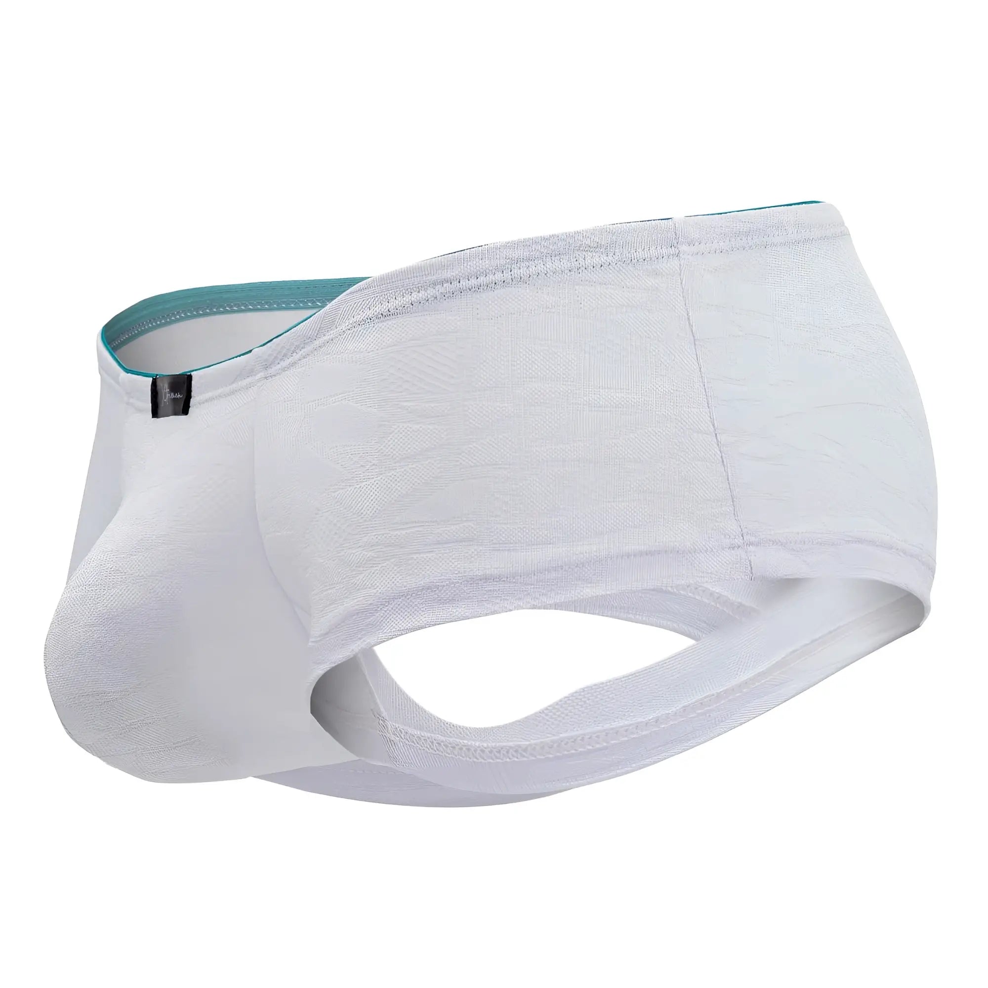 White xtremen 91199 jacquard trunks men’s underwear with textured fabric and teal inner waistband