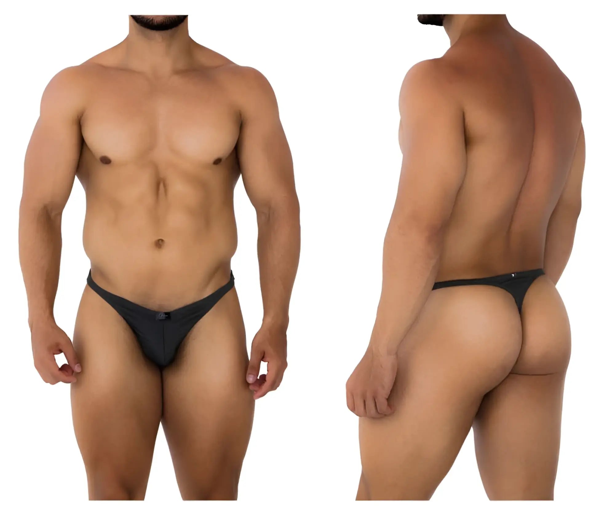 Xtremen 91200 jacquard thong in gray with a small metallic clasp at the front made of jacquard fabric