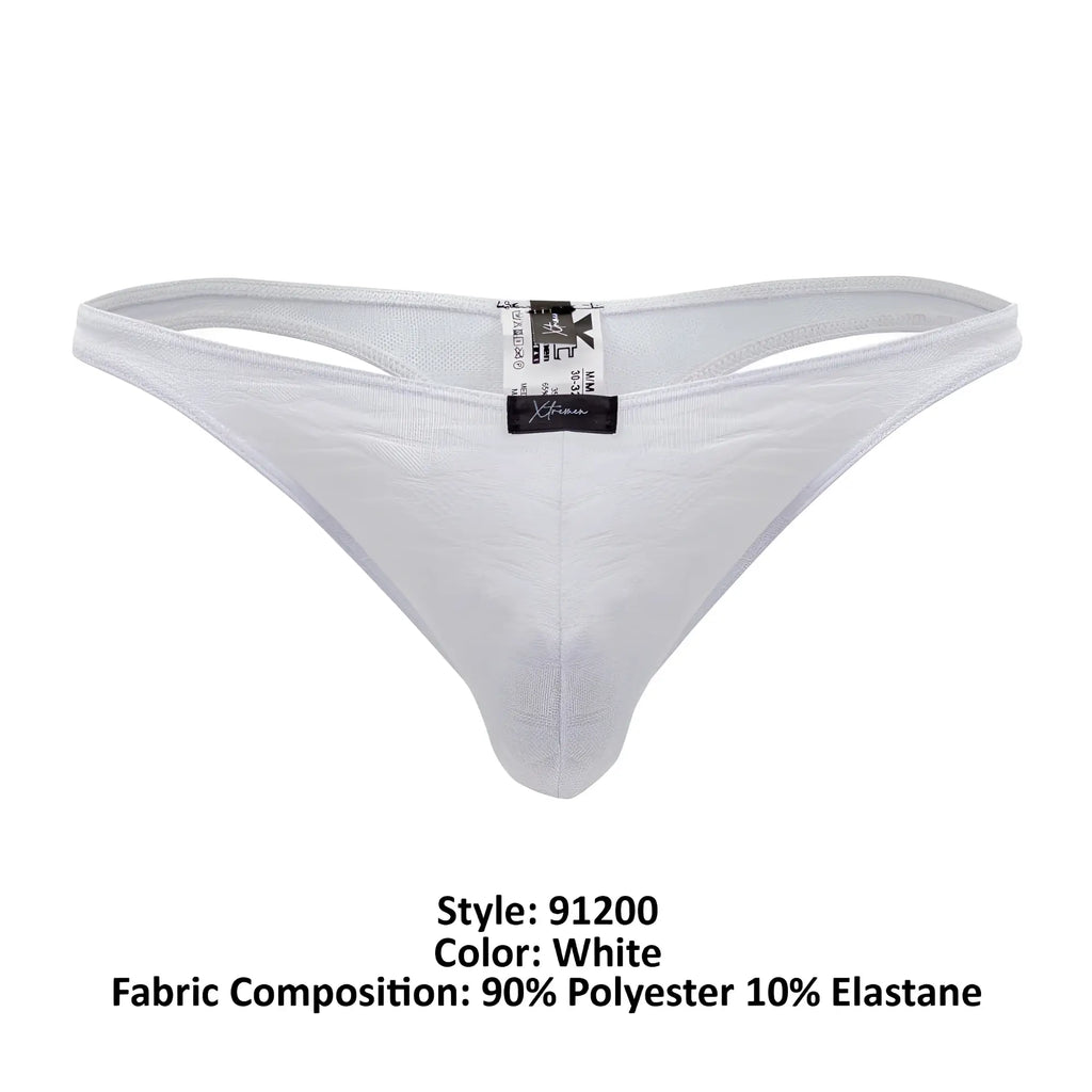 Xtremen 91200 jacquard white thong made of 90% polyester and 10% elastane with a subtle textured pattern