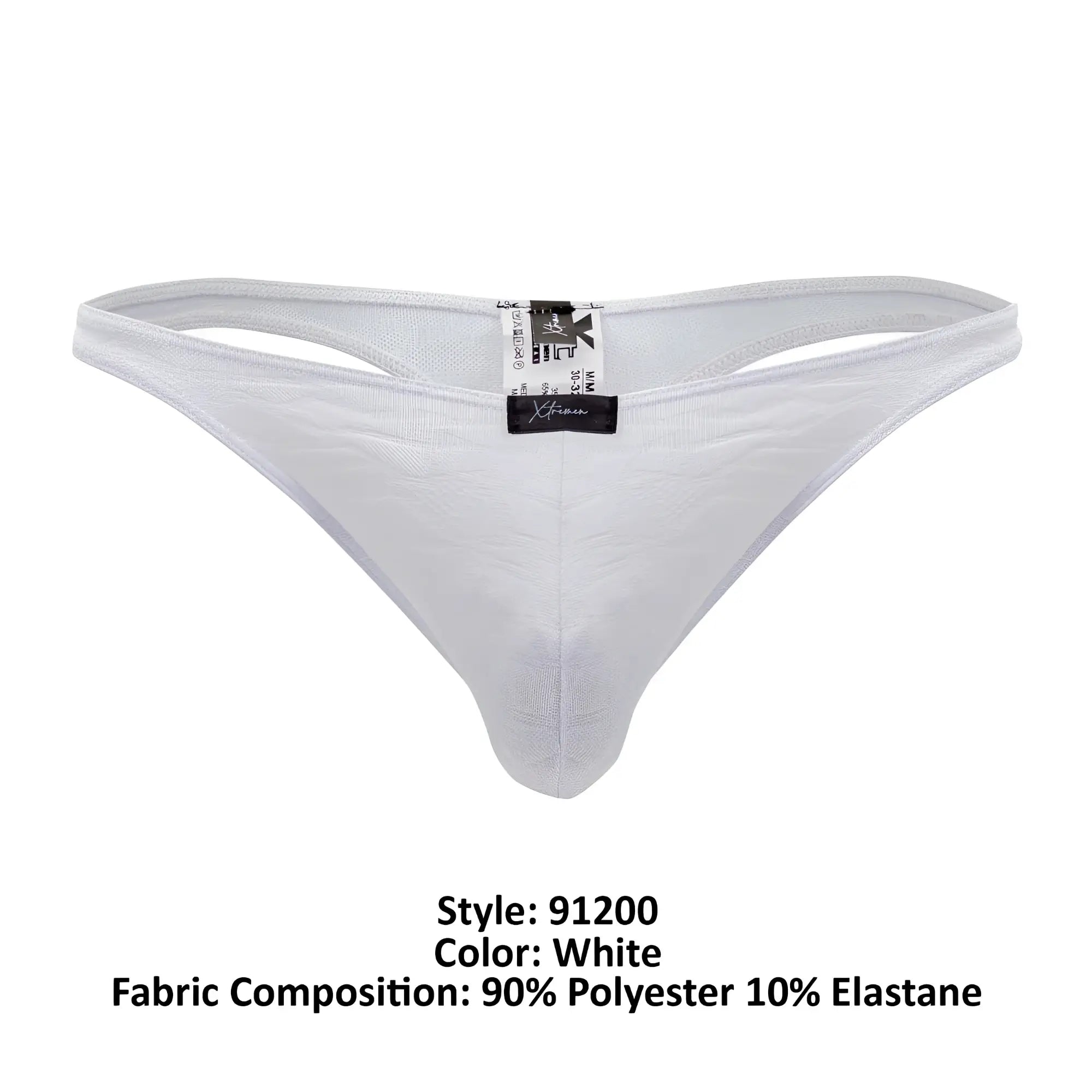 Xtremen 91200 jacquard white thong made of 90% polyester and 10% elastane with a subtle textured pattern
