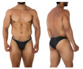 Black xtremen 91201 jacquard bikini briefs with a form-fitting sleek minimalist design and gray color detail