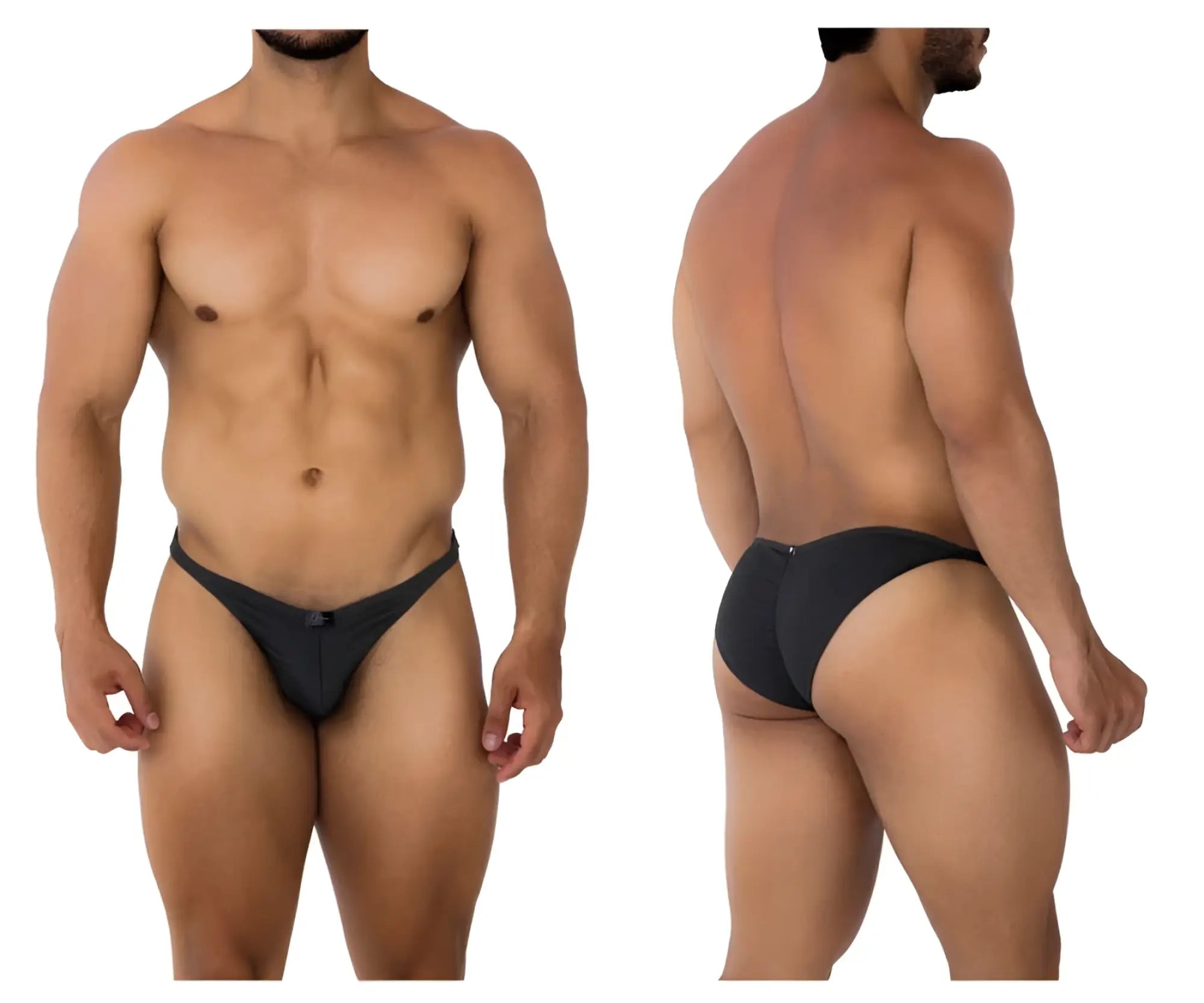 Black xtremen 91201 jacquard bikini briefs with a form-fitting sleek minimalist design and gray color detail