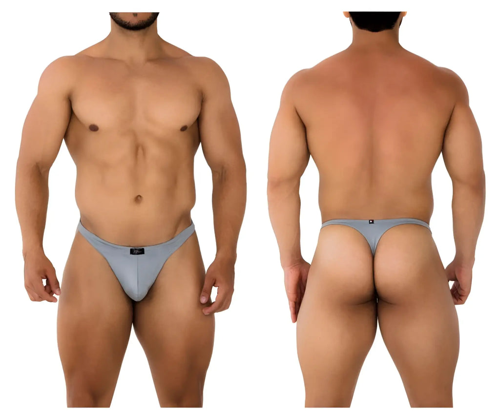 Gray xtremen 91203 microfiber athletic briefs with subtle textured fabric and small black logo on the front