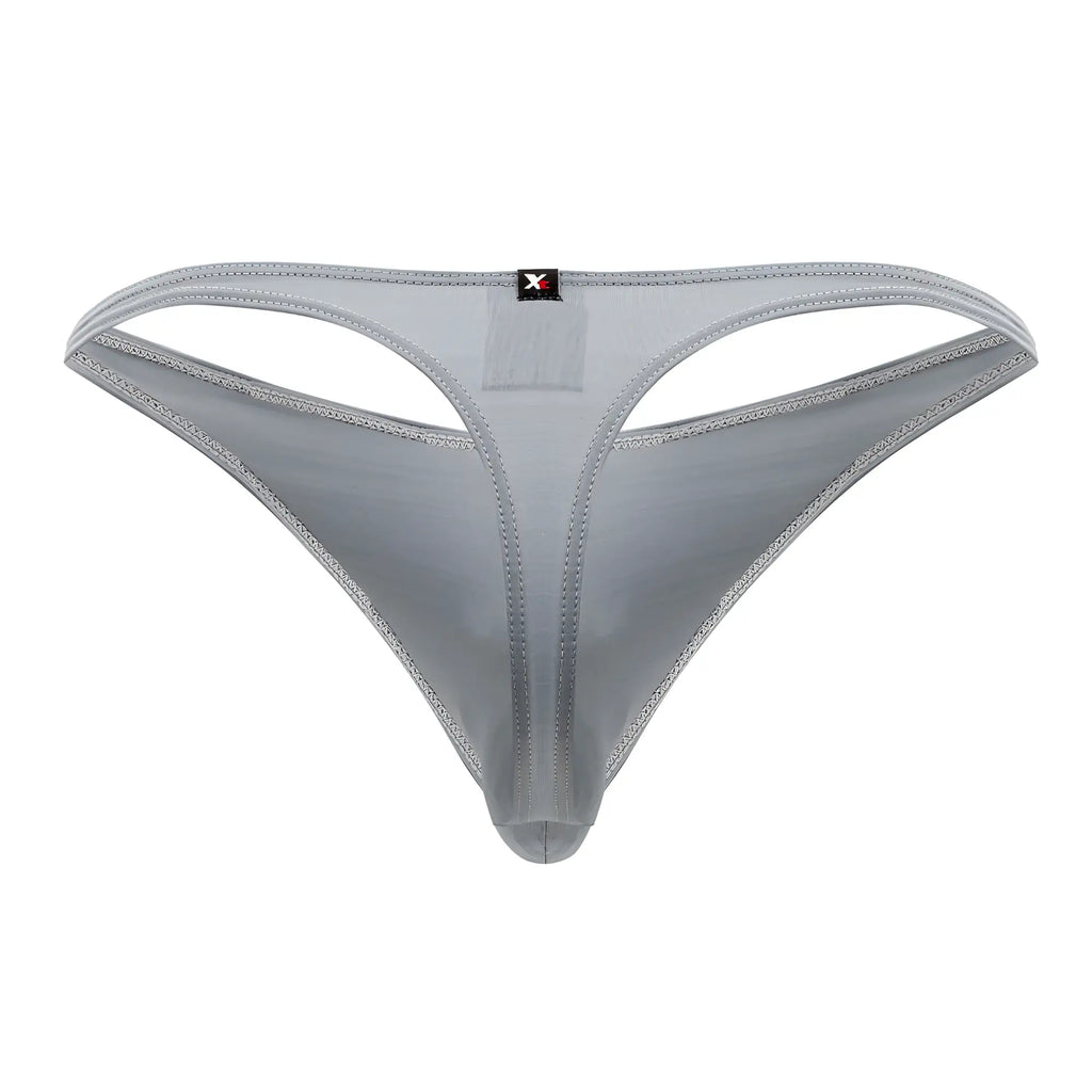 Gray xtremen 91203 microfiber thong with subtle sheen and reinforced stitching along the edges