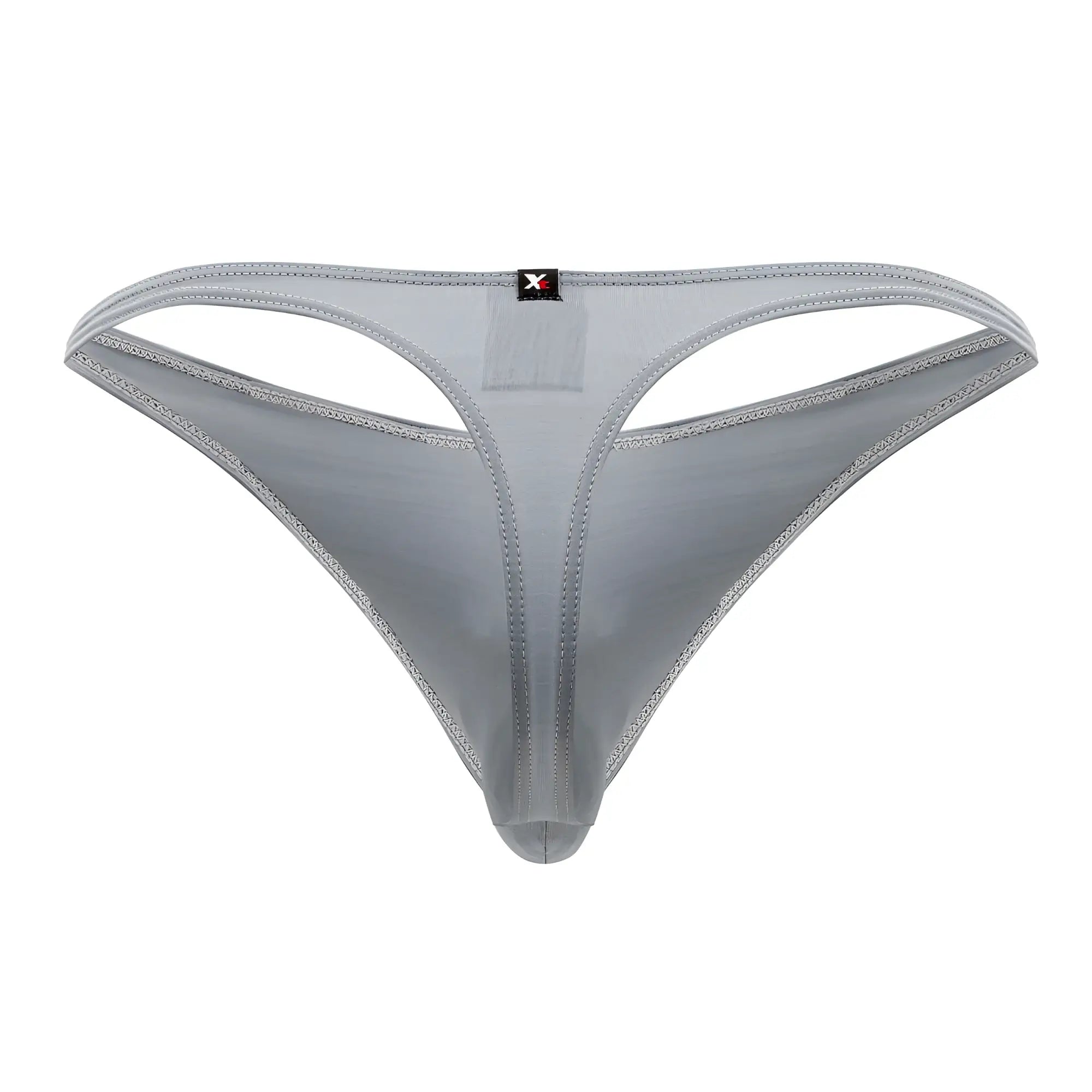 Gray xtremen 91203 microfiber thong with subtle sheen and reinforced stitching along the edges