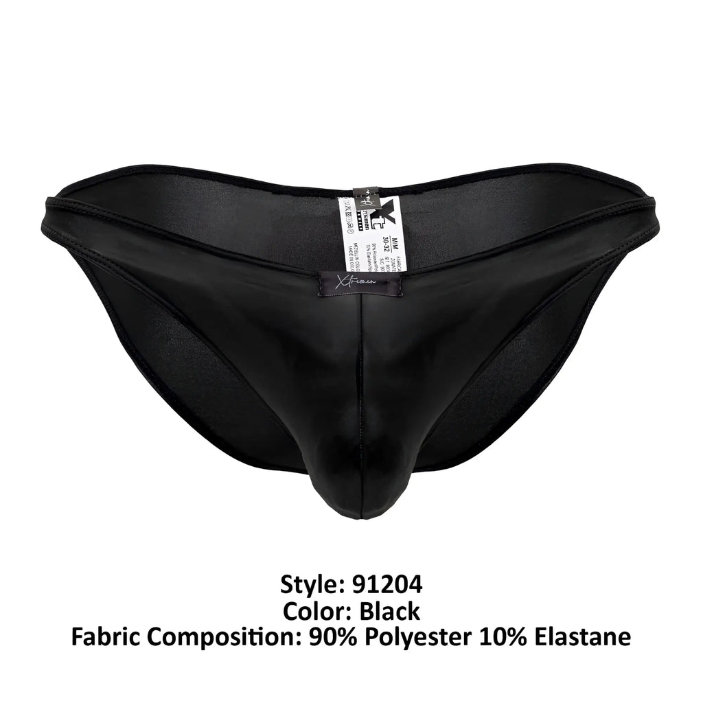 Xtremen 91204 microfiber bikini black men’s briefs with central seam made of 90 percent polyester and 10 percent elastane