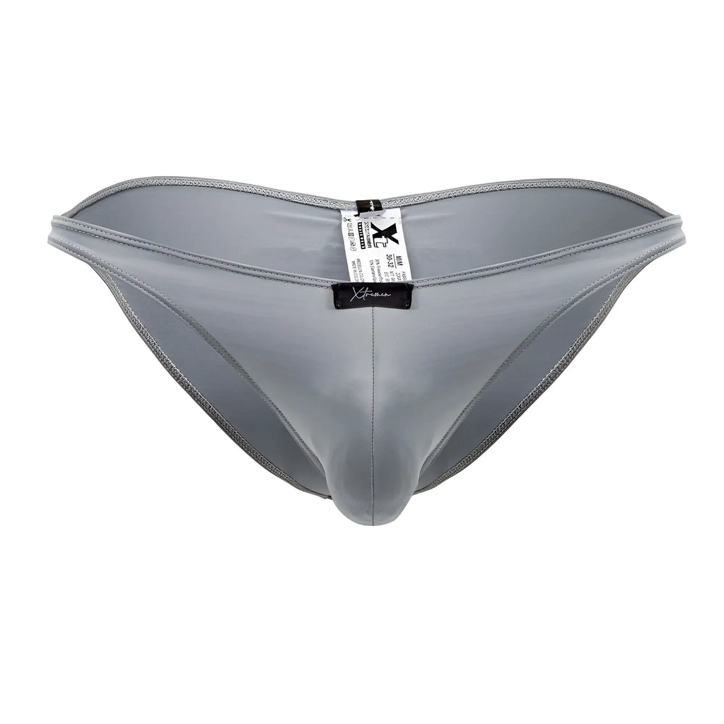 Gray xtremen 91204 microfiber bikini briefs with sleek satin finish precise stitching and form-fitting design
