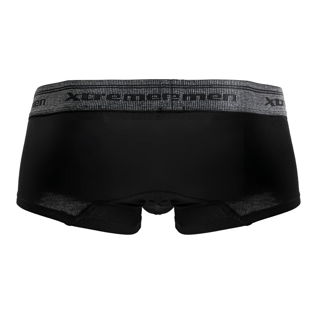 Black xtremen 91205b cotton blend trunks with gray elastic waistband and black xtremen logo lettering