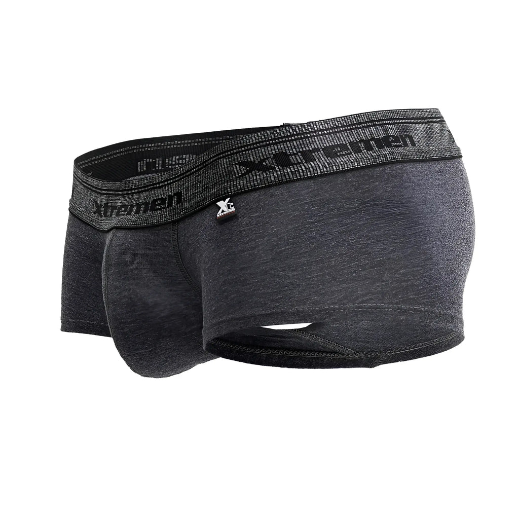 Dark gray heathered men’s xtremen 91205b cotton blend trunks with black waistband featuring xtremen logo