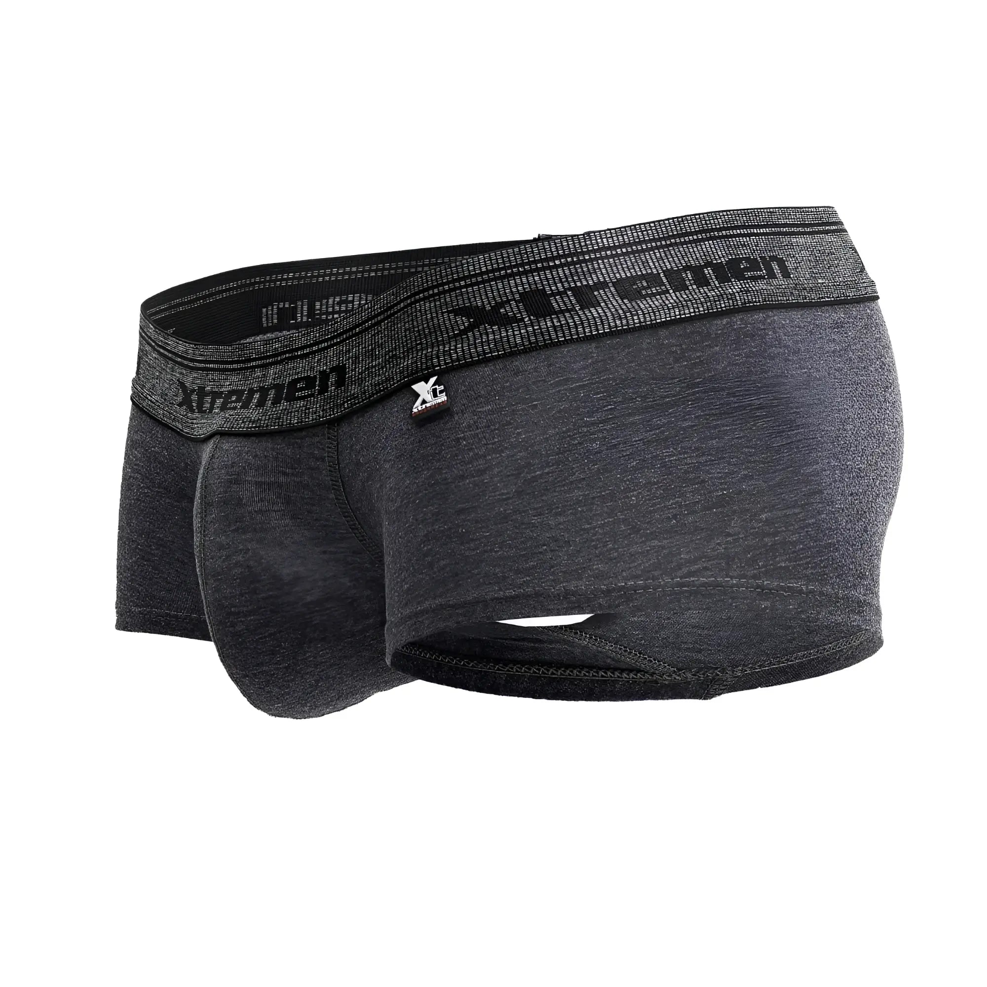 Dark gray heathered men’s xtremen 91205b cotton blend trunks with black waistband featuring xtremen logo