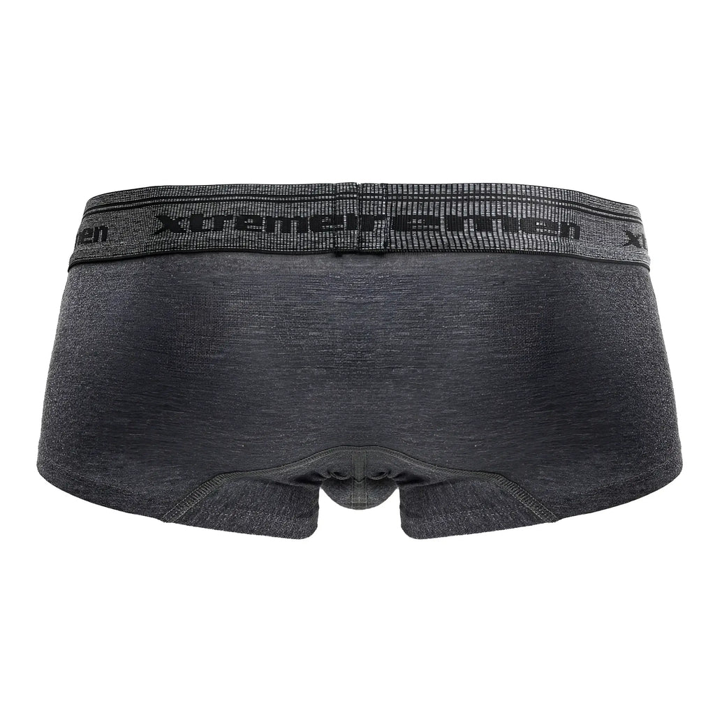 Dark gray heathered cotton blend trunks with textured elastic waistband featuring Xtremen logo in color cross design