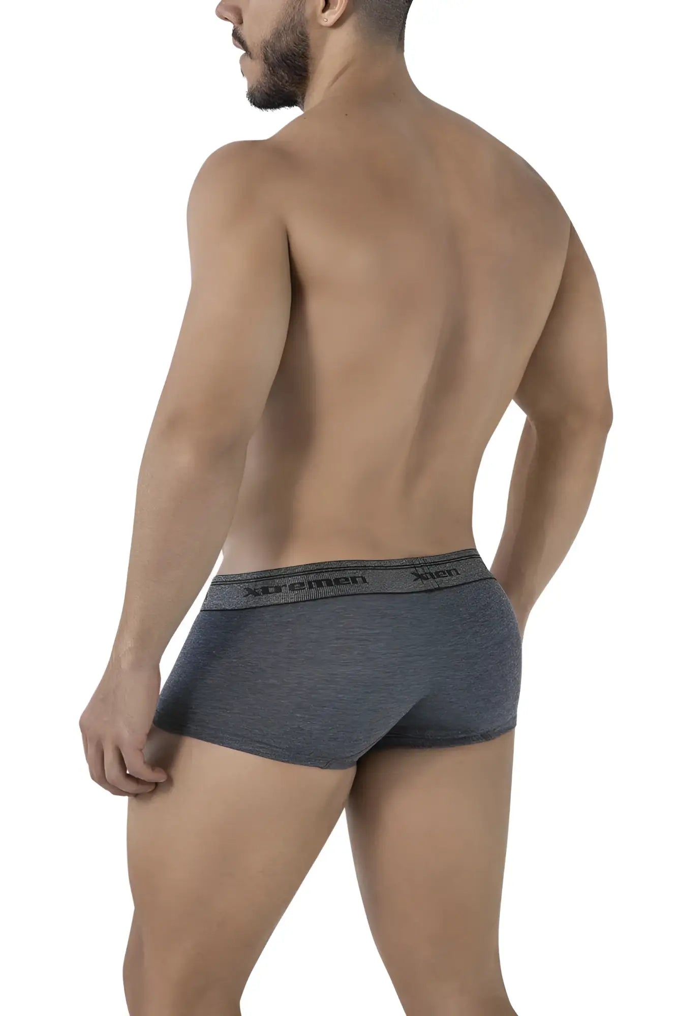 Gray heathered xtremen 91205b cotton blend men’s briefs with black elastic waistband branded xtreme