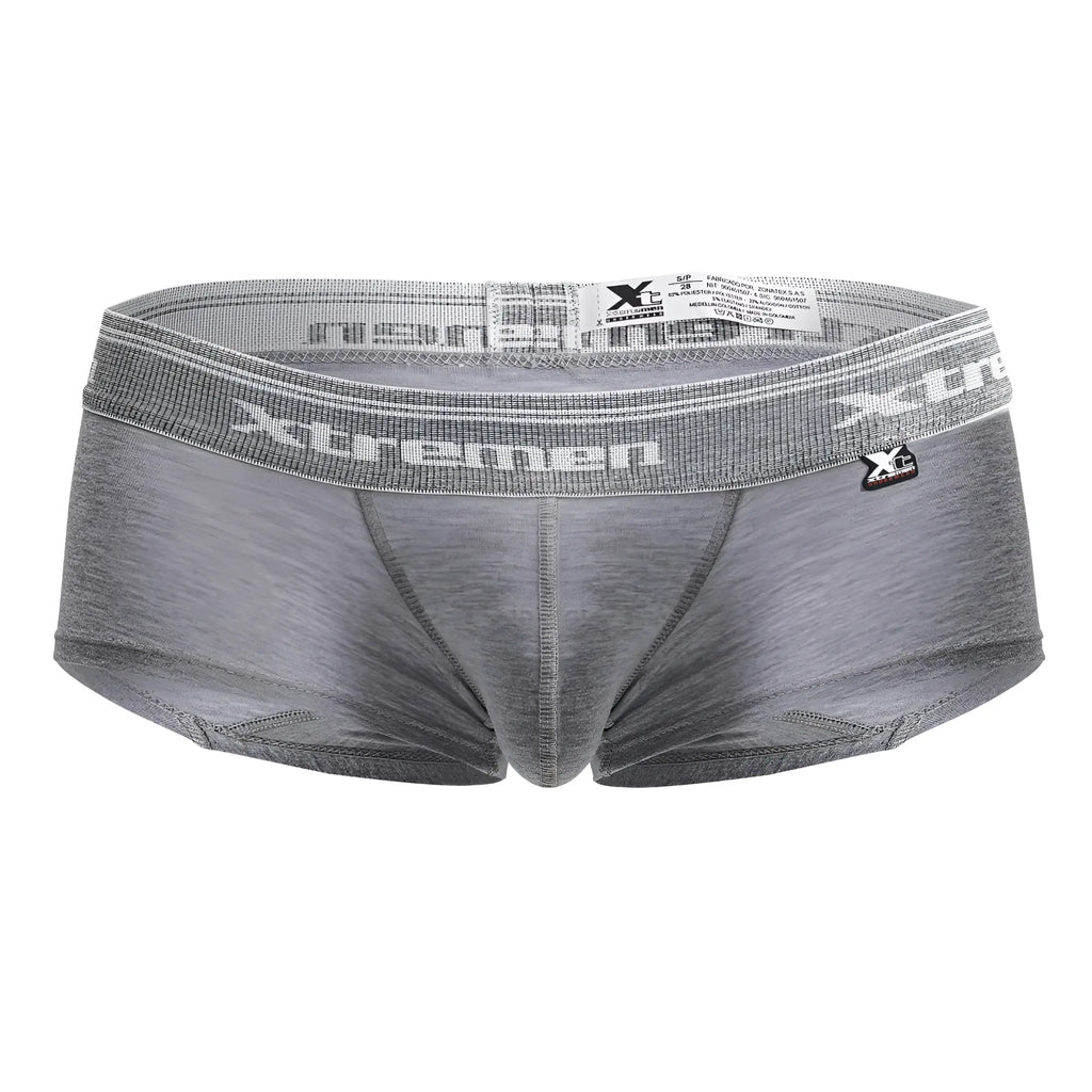 Gray heathered xtremen 91205b cotton blend men’s briefs with textured elastic waistband and brand logo in jasper gray