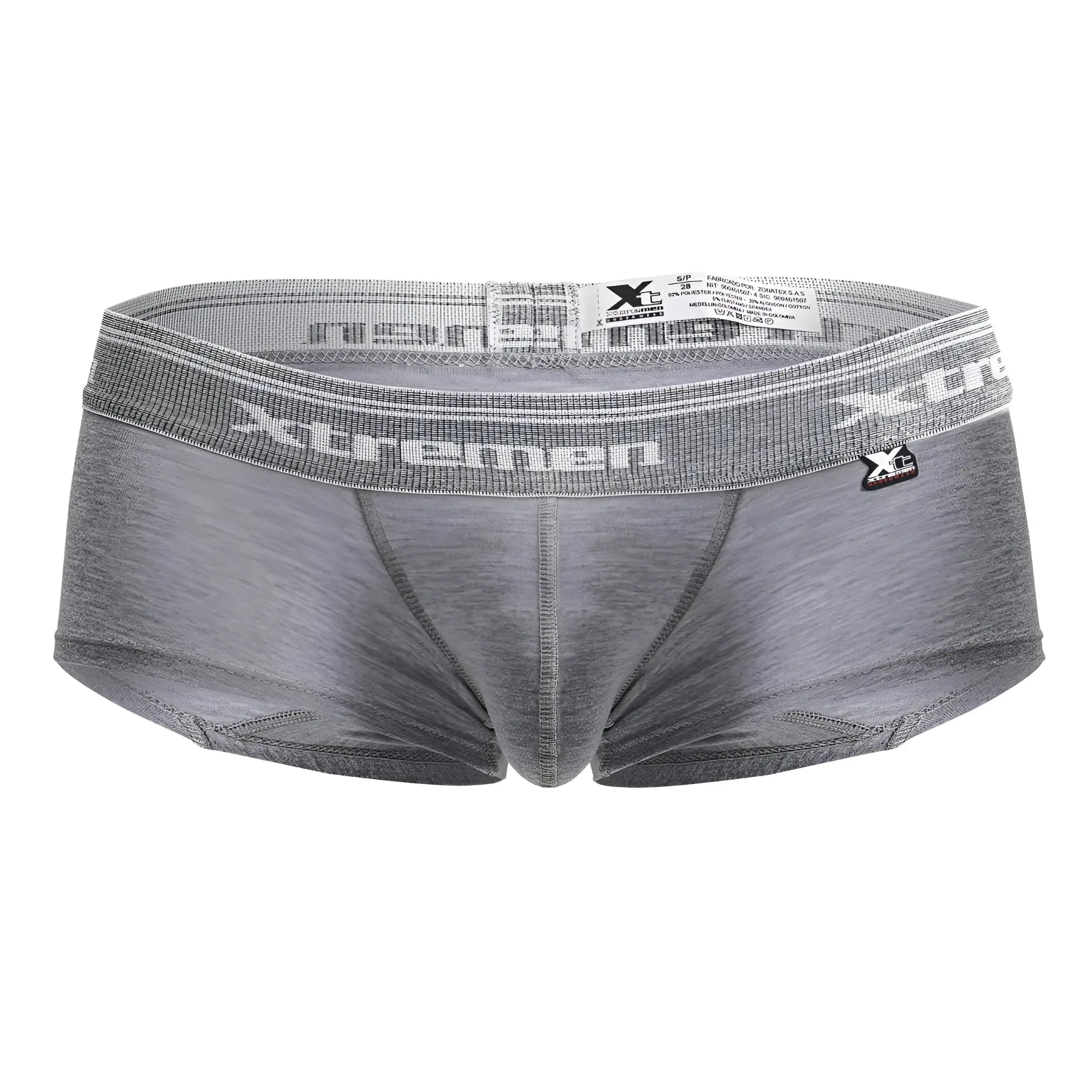 Gray heathered xtremen 91205b cotton blend men’s briefs with textured elastic waistband and brand logo in jasper gray