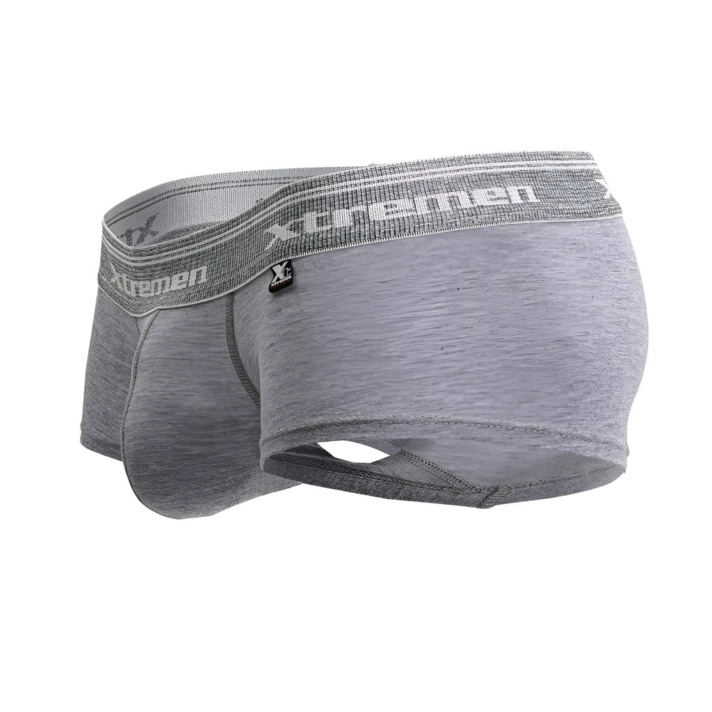 Gray heathered xtremen 91205b cotton blend briefs with textured elastic waistband and branded logo in jasper gray