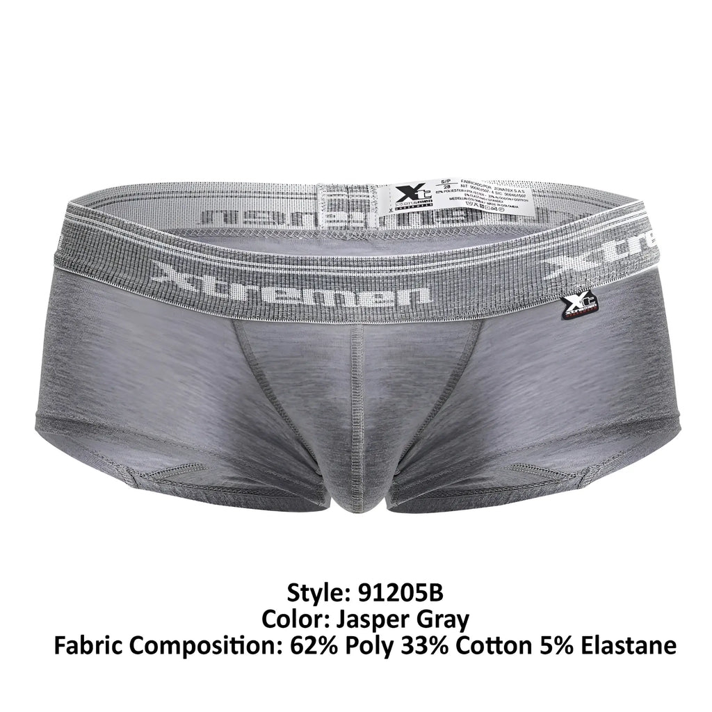 Gray jasper xtremen 91205b cotton blend men’s briefs with textured waistband featuring xtremen logo and brand tag