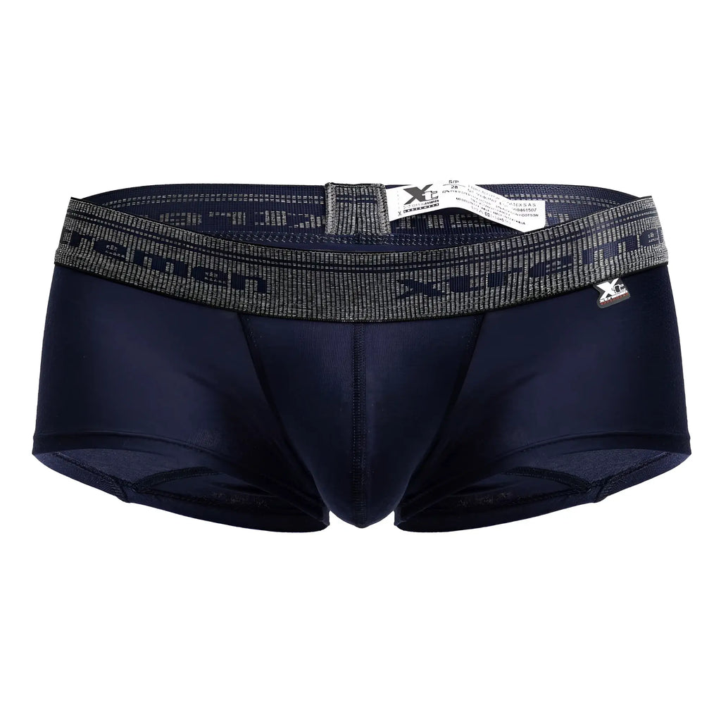 Navy blue xtremen 91205b cotton blend men’s briefs with gray elastic waistband featuring xcemen logo and brand name