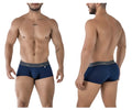 Navy blue xtremen 91205b cotton blend stretch trunks with gray elastic waistband and xtremen logo