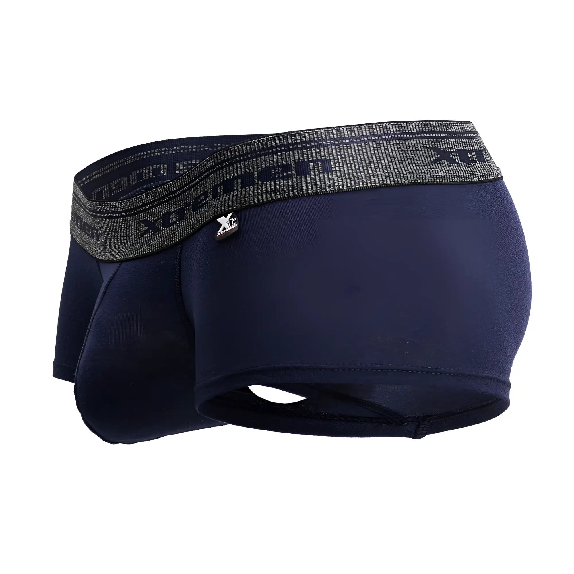 Navy xtreme men’s cotton blend boxer briefs with a textured gray waistband featuring the brand logo