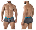Gray men’s microfiber boxer briefs with teal elastic waistband and xtreme logo in xtremen 91206b trunks