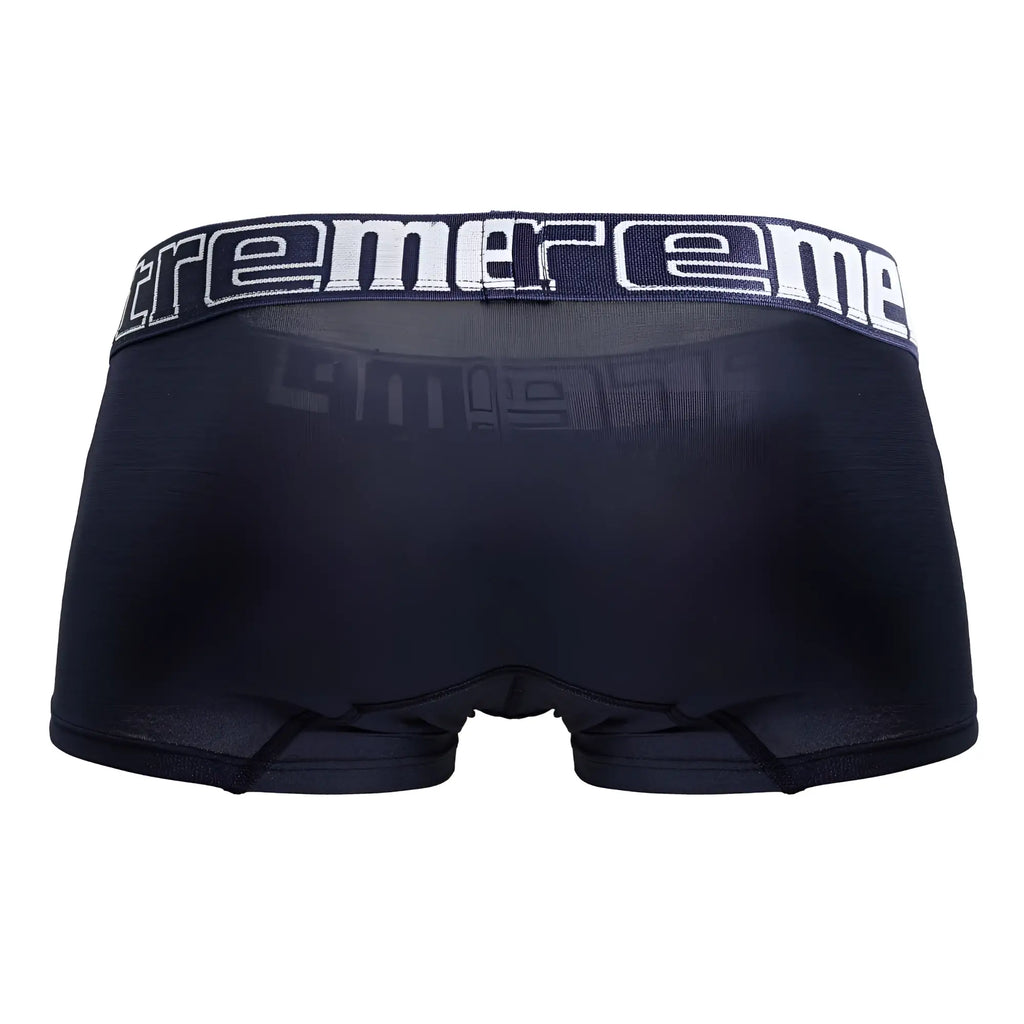 Navy microfiber trunks for men with a white supreme logo on the waistband xtremen 91206b microfiber trunks