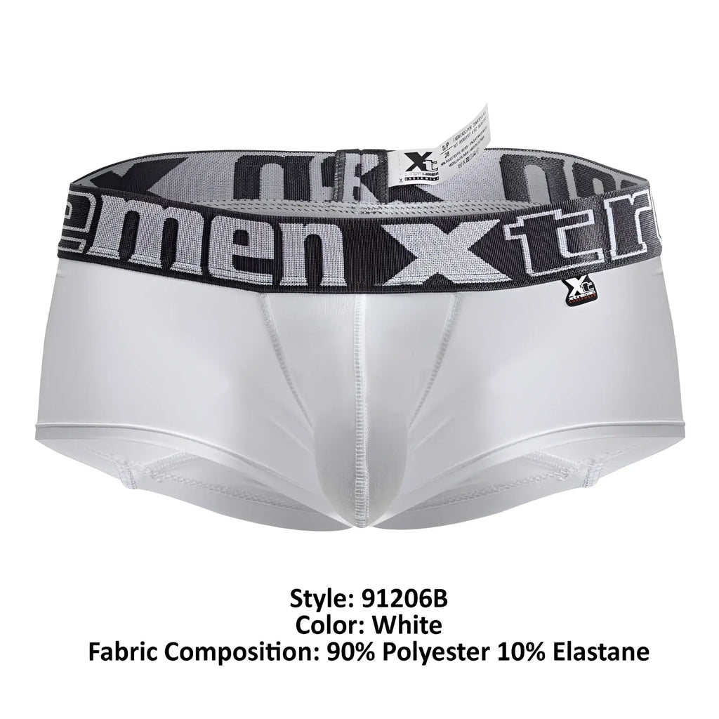 White men’s microfiber briefs with gray and black xtreme patterned waistband xtremen 91206b trunks