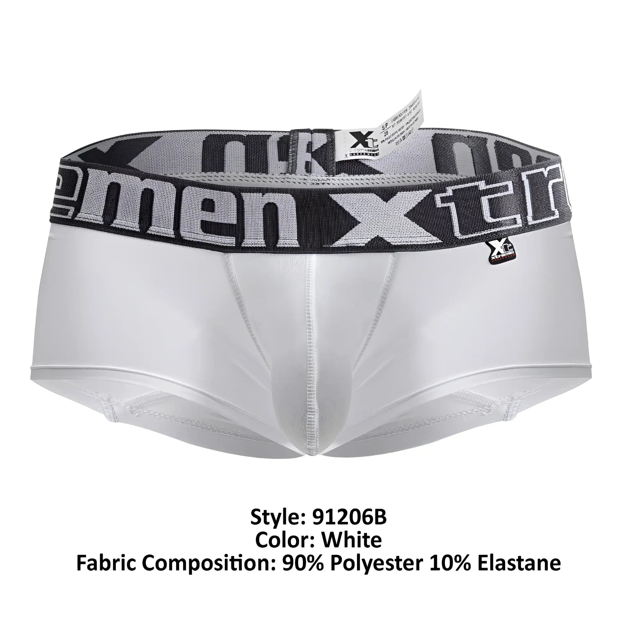 White men’s microfiber briefs with gray and black xtreme patterned waistband xtremen 91206b trunks