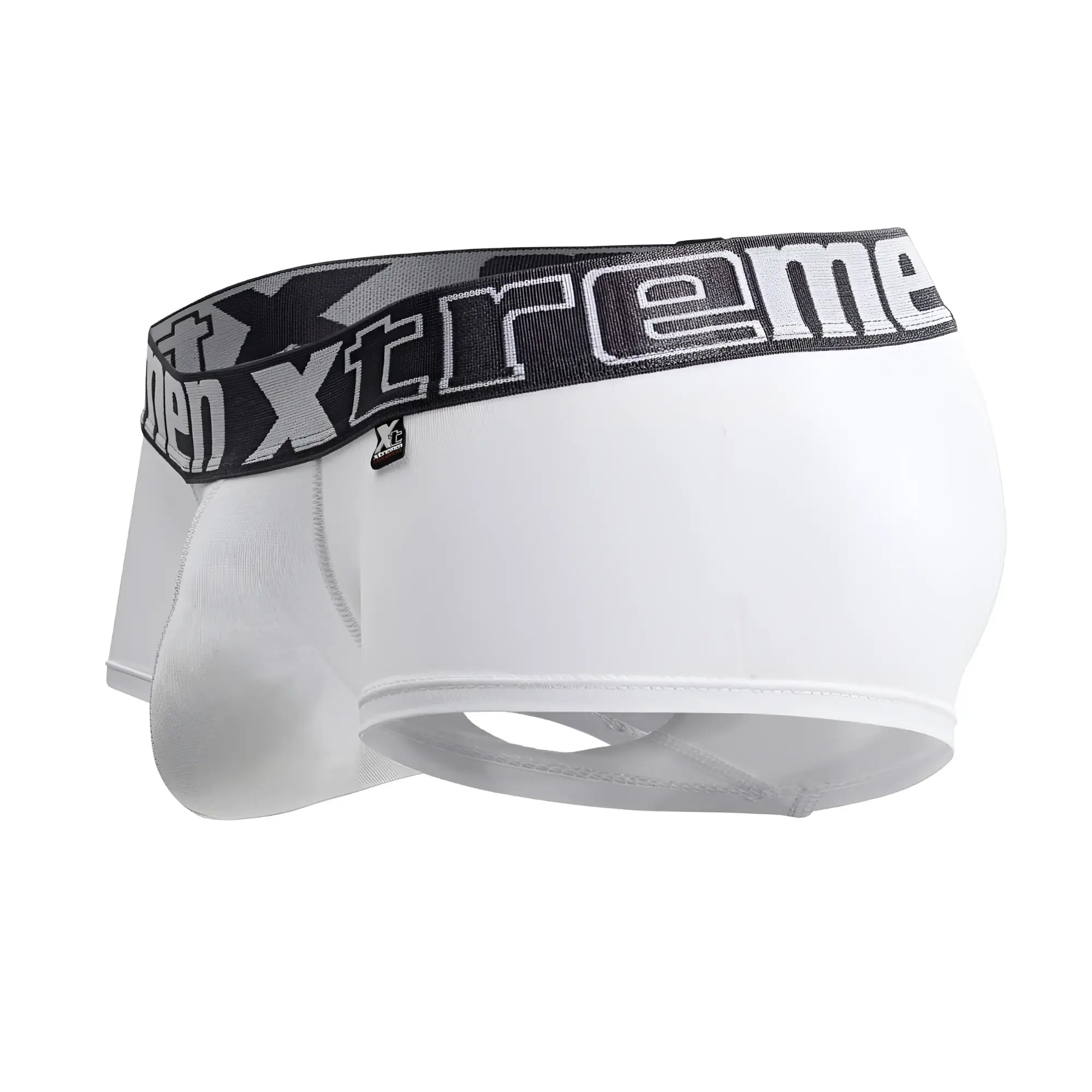 White xtremen 91206b microfiber trunks with black and gray xtreme logo waistband for men