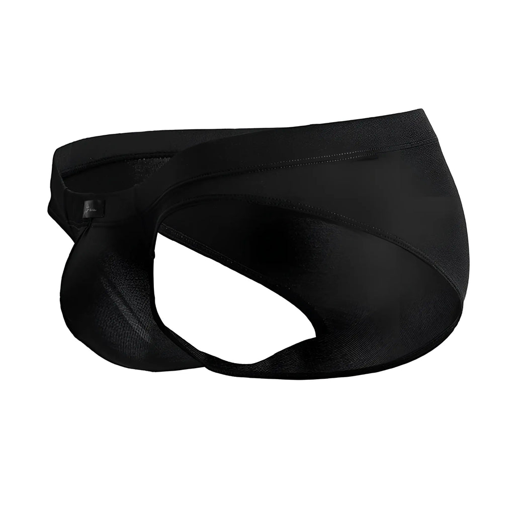 Black Xtremen 91207B microfiber briefs with sleek form-fitting design and mesh detailing for athletic use