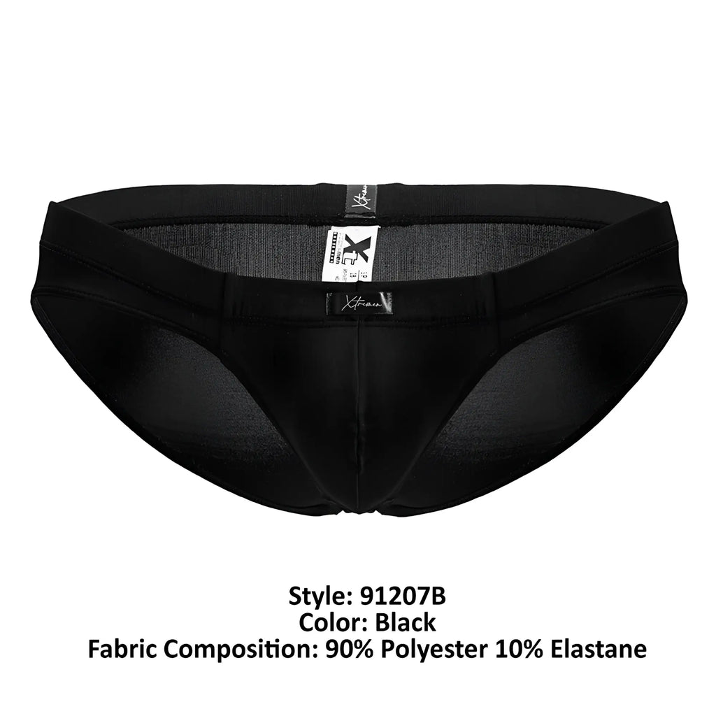 Black xtremen 91207b microfiber briefs with mesh panels for breathability made of 90 polyester and 10 elastane